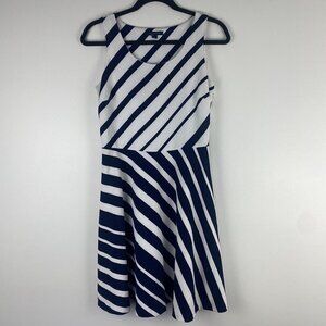 Tommy Hilfiger Women's Fit and Flare Dress Size 2 Navy Blue White Striped Preppy